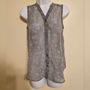 Mossimo Button Down Sleeveless Sheer Blouse, Small